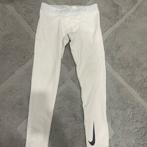 Nike Pro White compression pants  with Black Swoosh